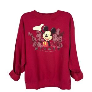 Disney Vintage 90s Character Graphic Red Crew Neck Sweatshirt L